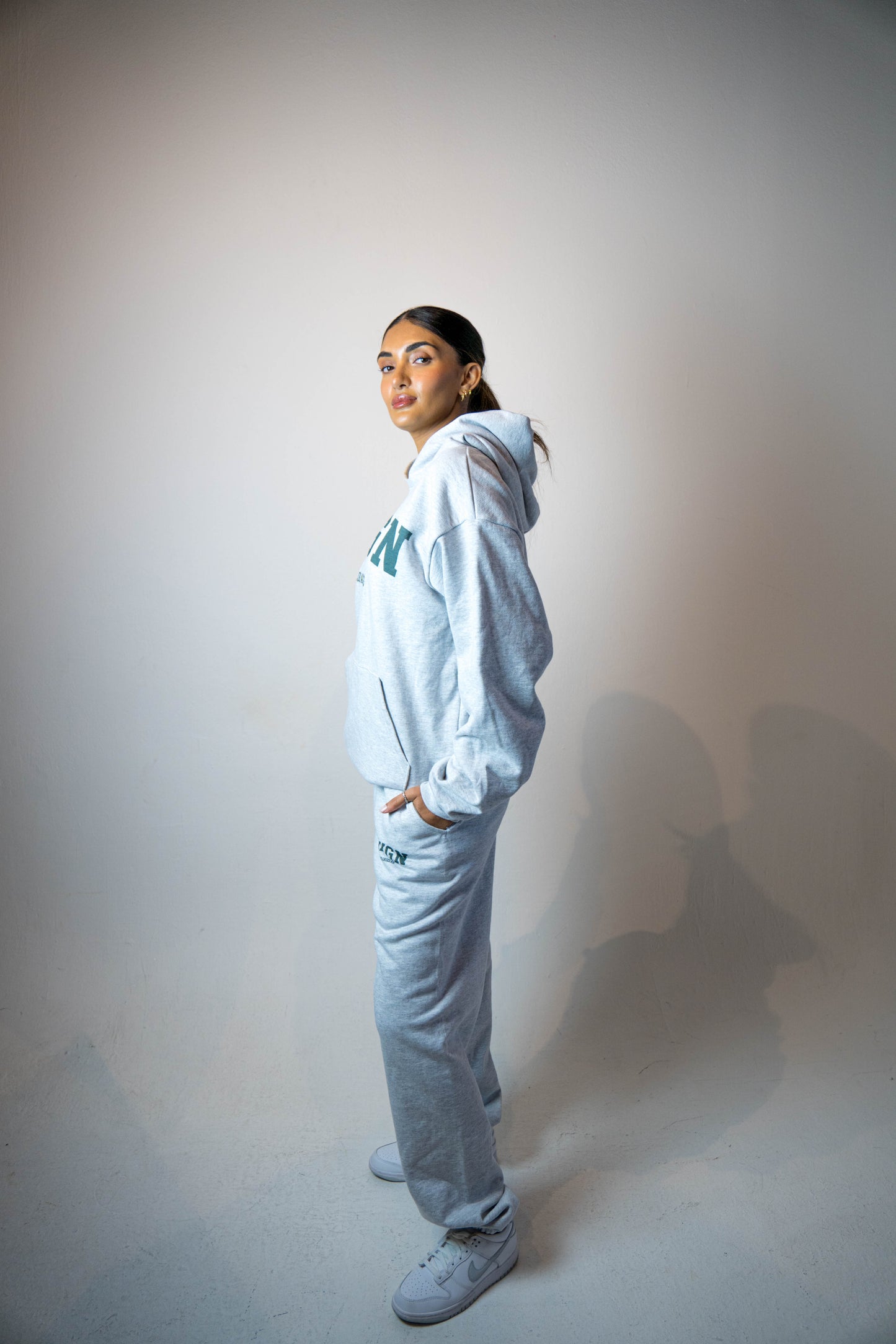 Ash Grey Oversized College Hoodie