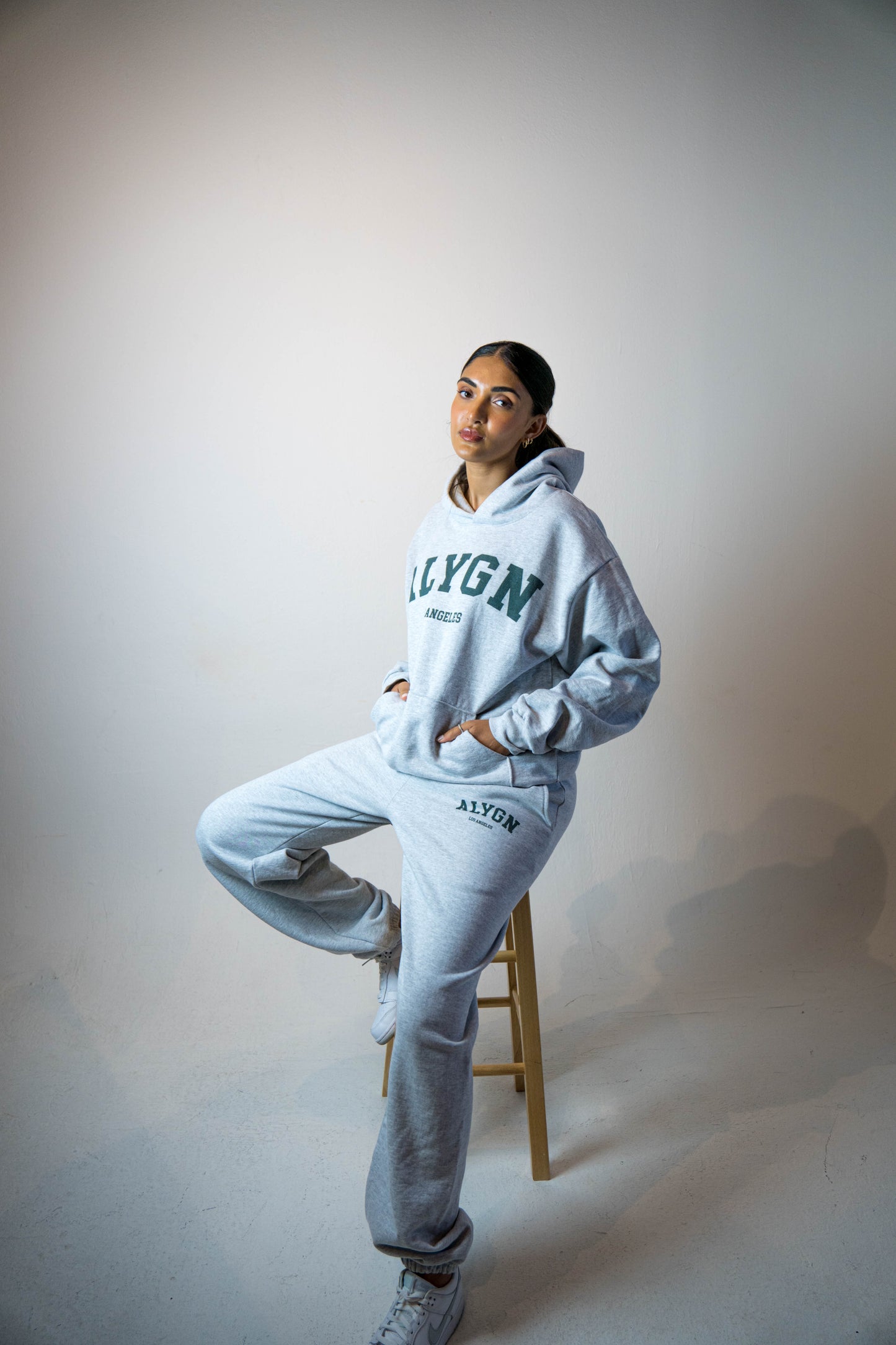 Ash Grey Oversized College Hoodie