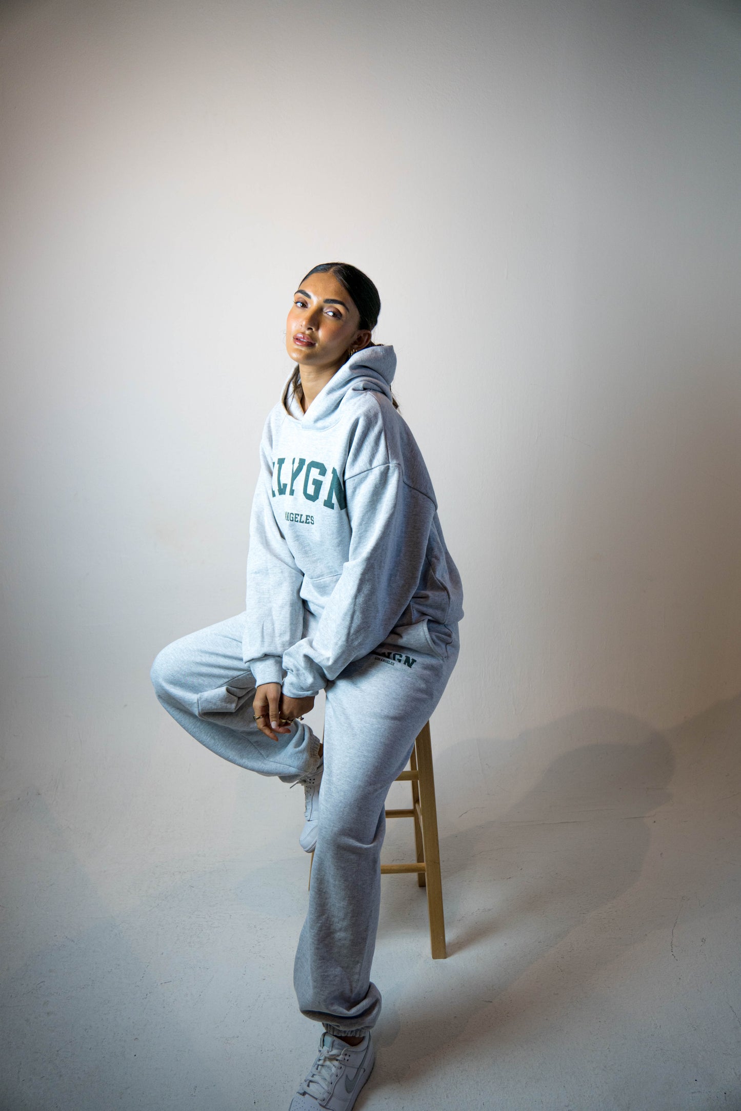 Ash Grey Oversized College Sweatpants